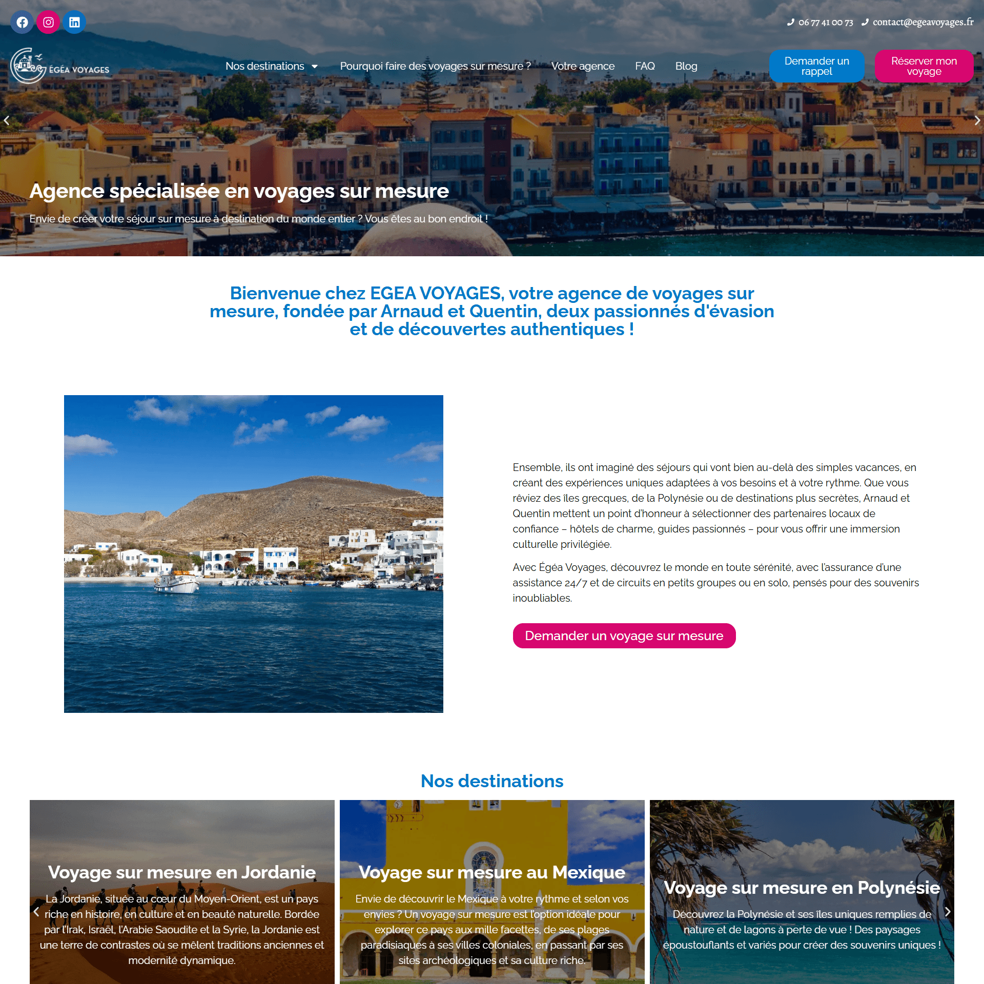 Creation site vitrine Egeavoyages.fr